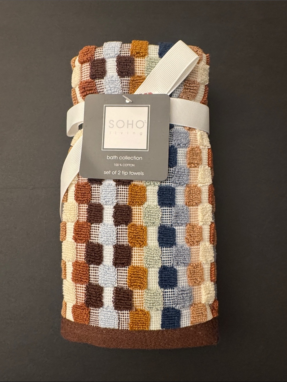 2pc SOHO LIVING 100% Cotton Bath Tip Towel Set - Parachute